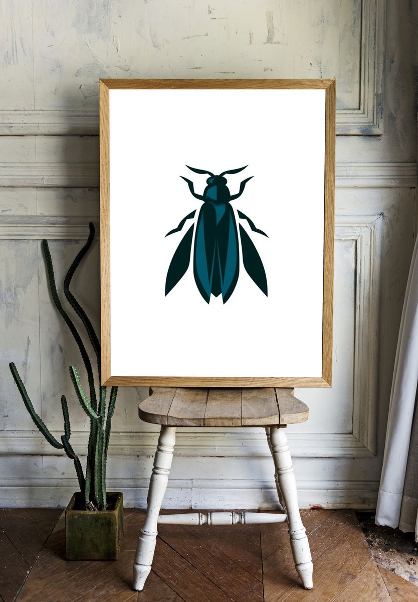Stylized Beetle Illustration Poster. — room view 1