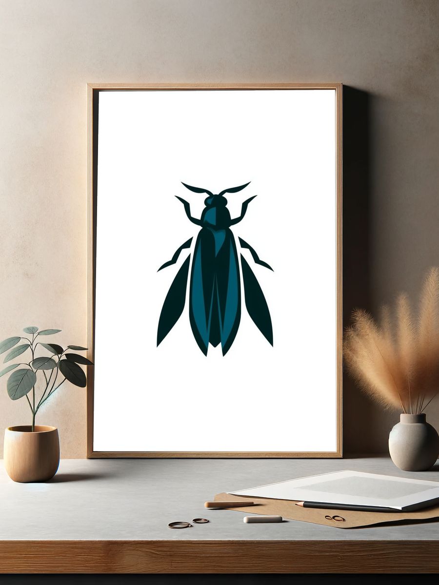 Stylized Beetle Illustration Poster. — room view 2