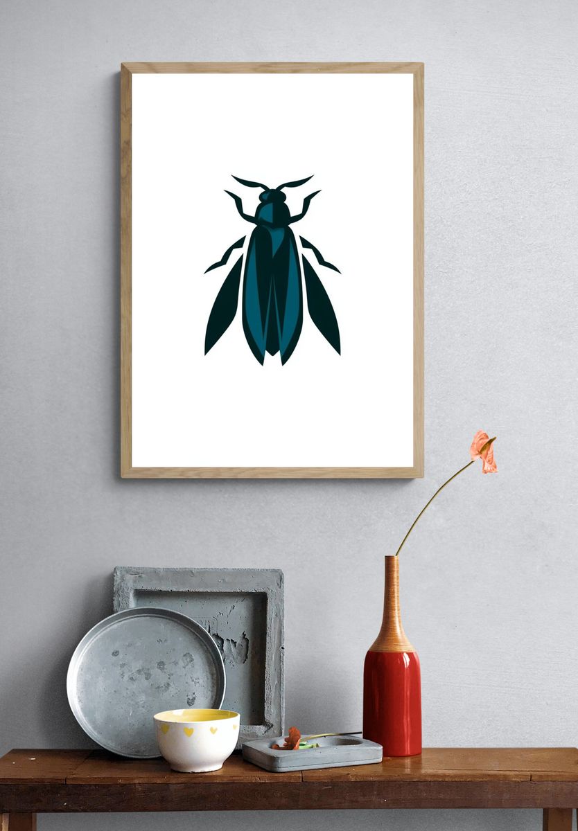 Stylized Beetle Illustration Poster. — room view 3