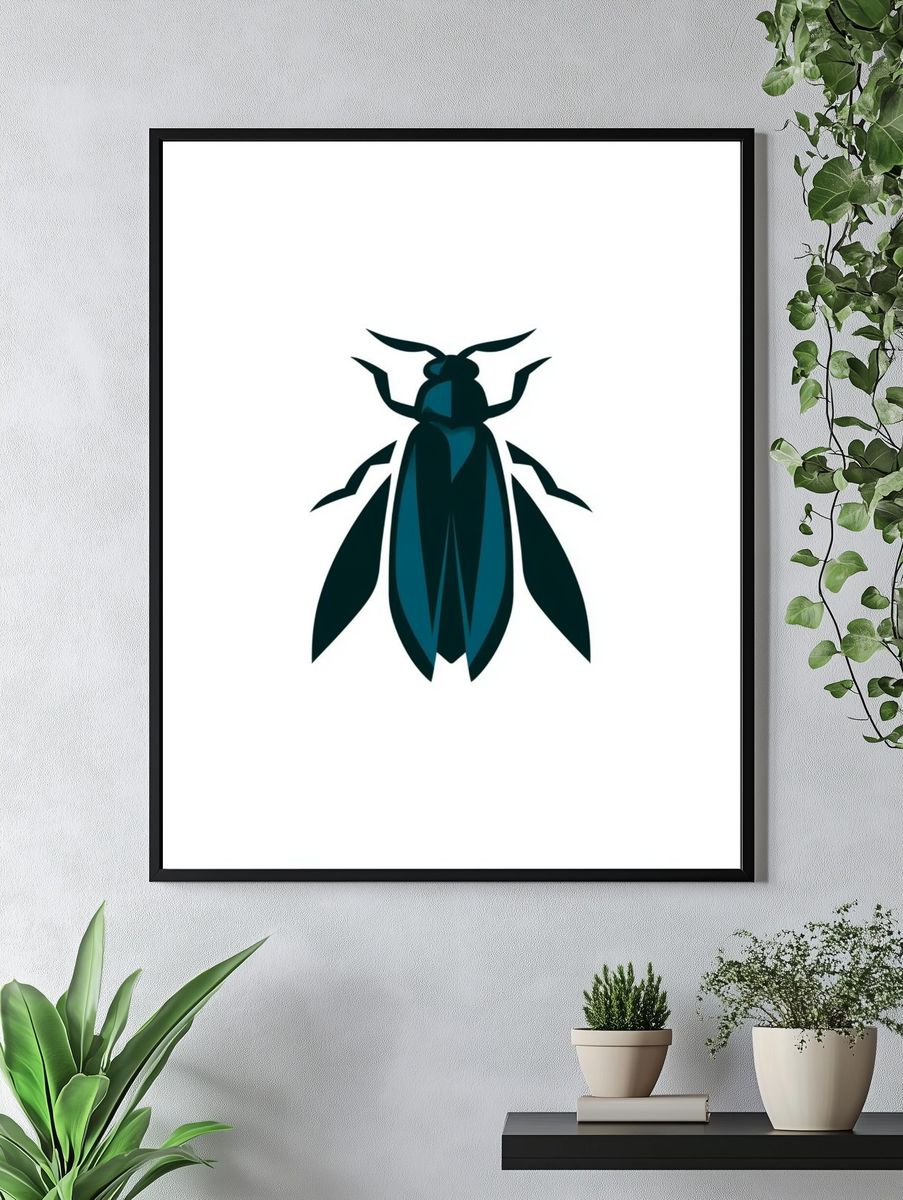 Stylized Beetle Illustration Poster. — room view 4