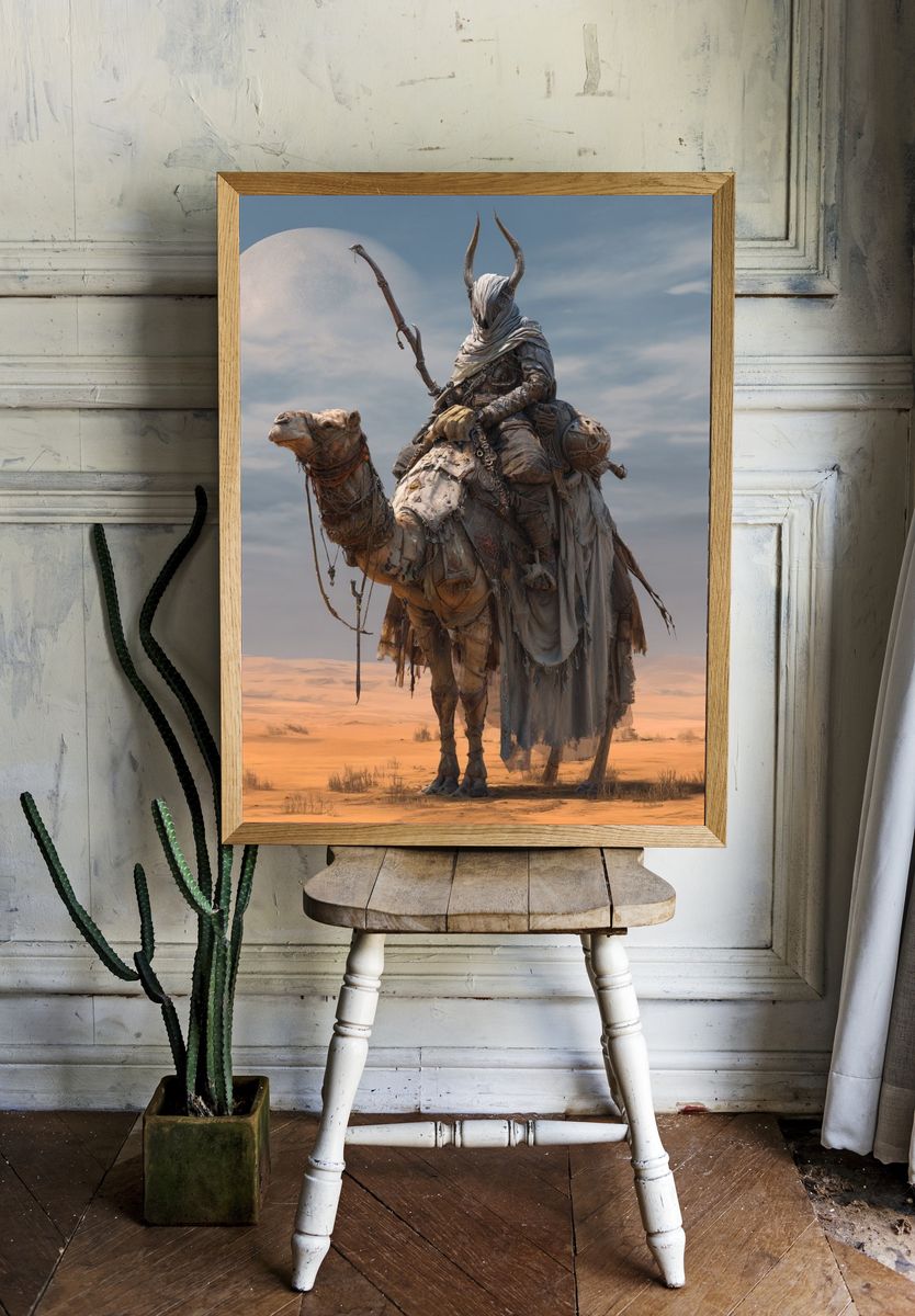 Desert Nomad Camel Rider Print. — room view 1