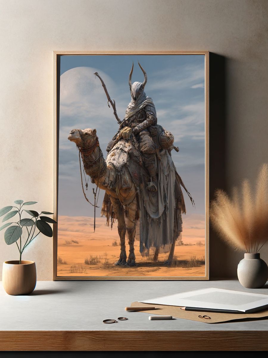 Desert Nomad Camel Rider Print. — room view 2