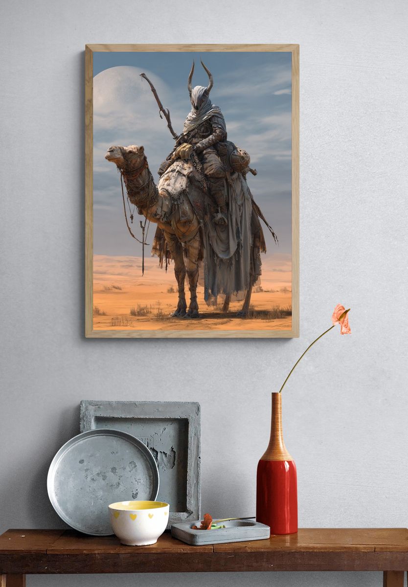 Desert Nomad Camel Rider Print. — room view 3