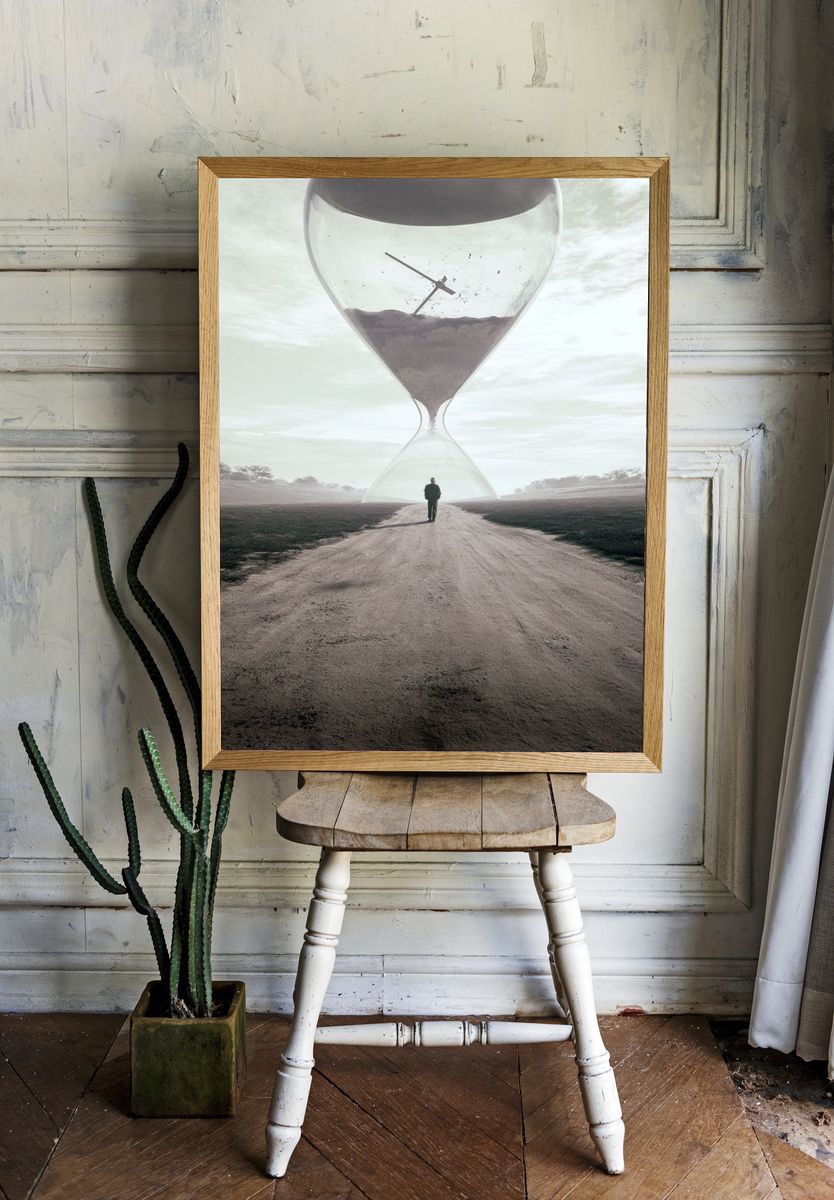 Surreal Hourglass Landscape Poster. room preview