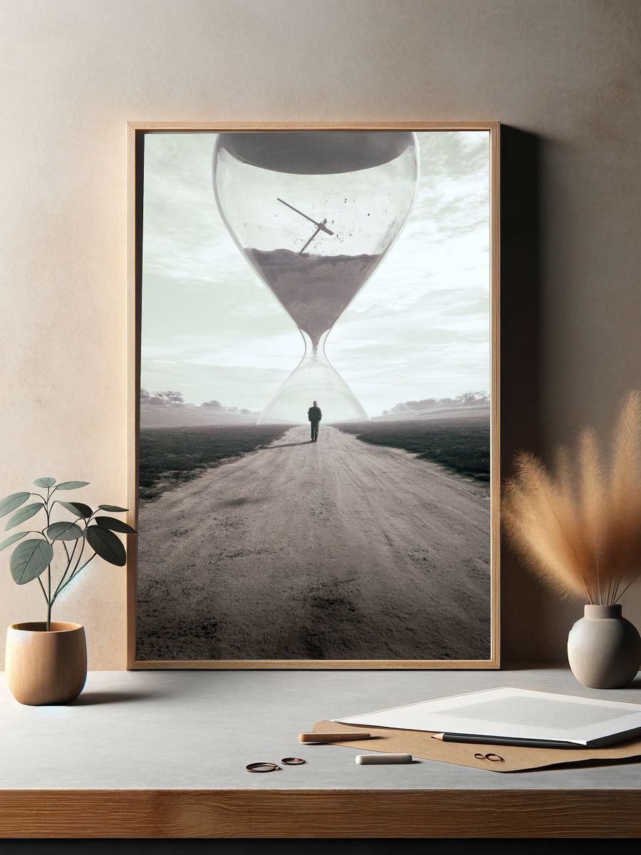 Surreal Hourglass Landscape Poster. — room view 2