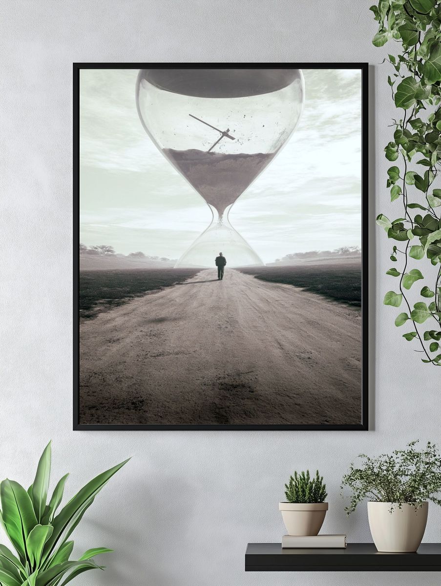 Surreal Hourglass Landscape Poster. — room view 4
