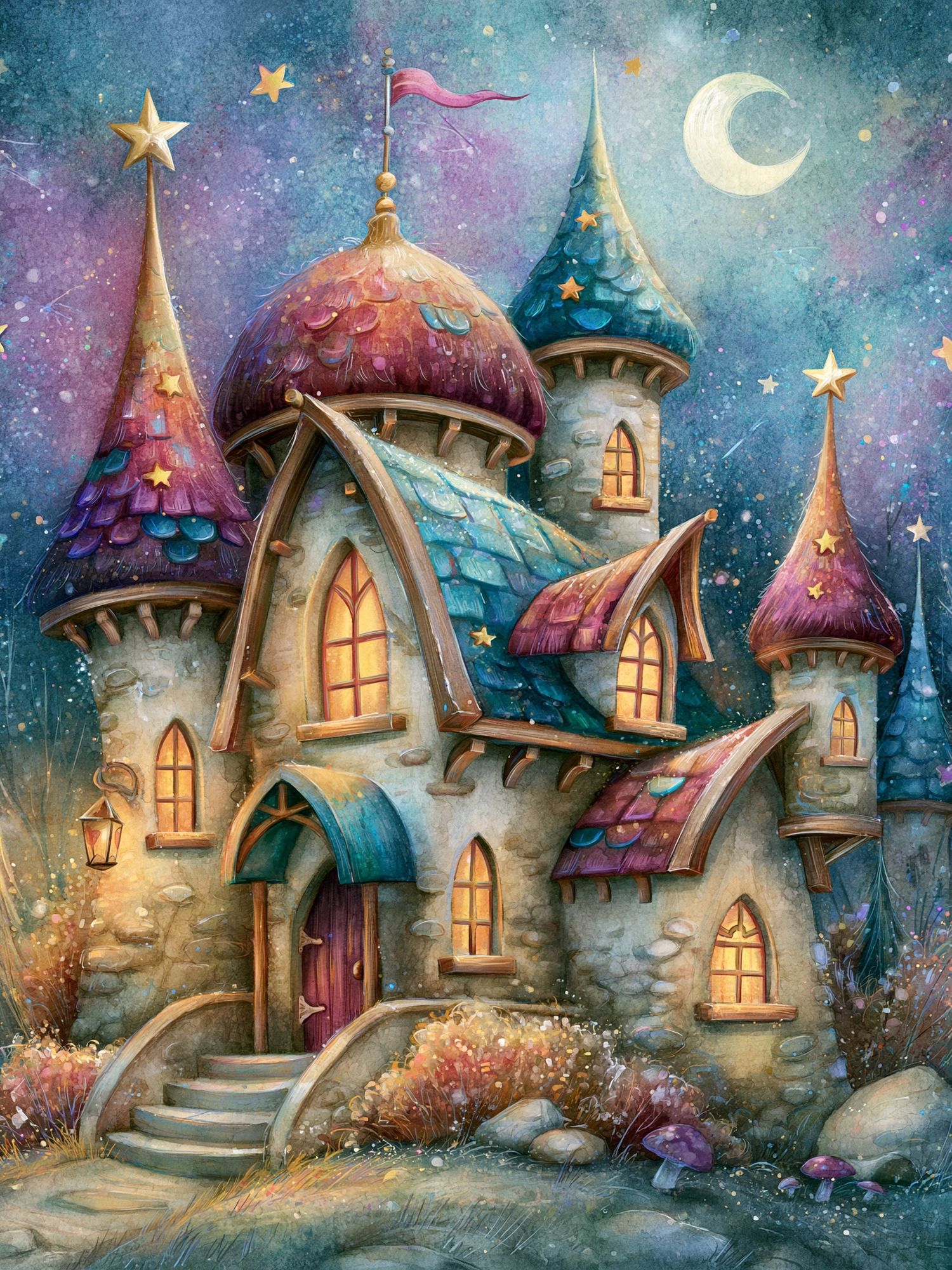 Enchanted Fairy Castle Illustration Poster. poster detail
