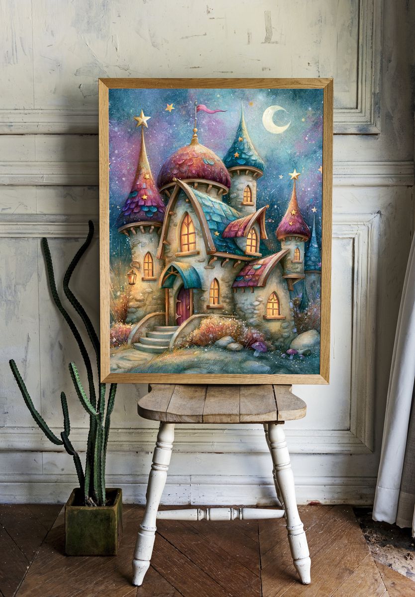 Enchanted Fairy Castle Illustration Poster. room preview