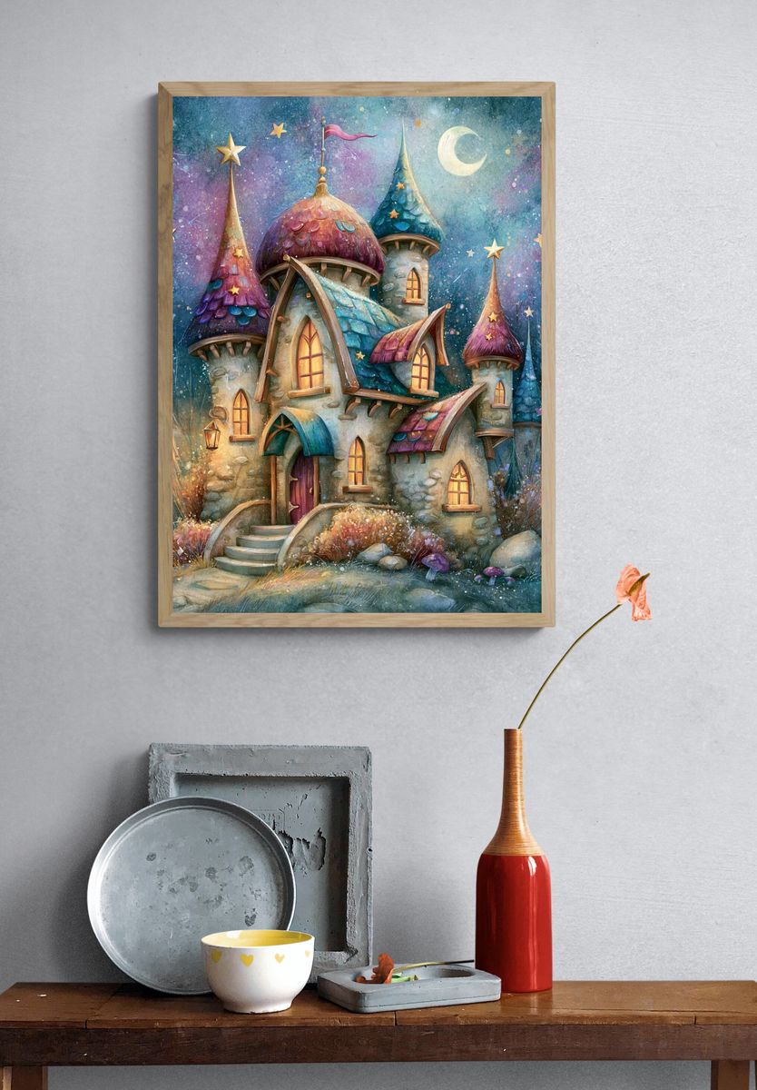 Enchanted Fairy Castle Illustration Poster. — room view 3