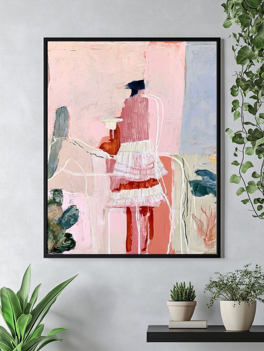 Pastel Cactus Figure Illustration Poster. — room view 4