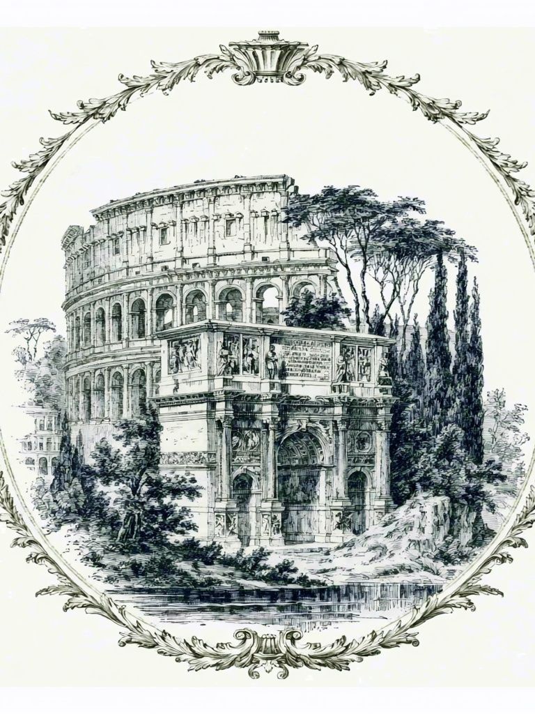 Roman Colosseum Ink Illustration Poster. poster — illustration art