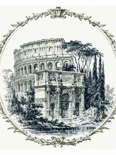 Roman Colosseum Ink Illustration Poster. poster print