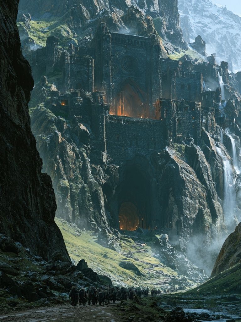 Mountain Fortress Fantasy Art Print. poster — illustration art