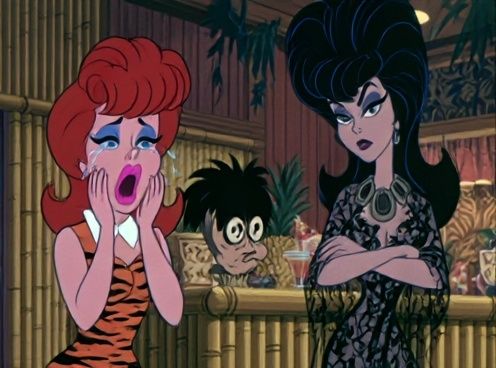 Elvira and Redhead Cartoon Poster. poster — illustration art