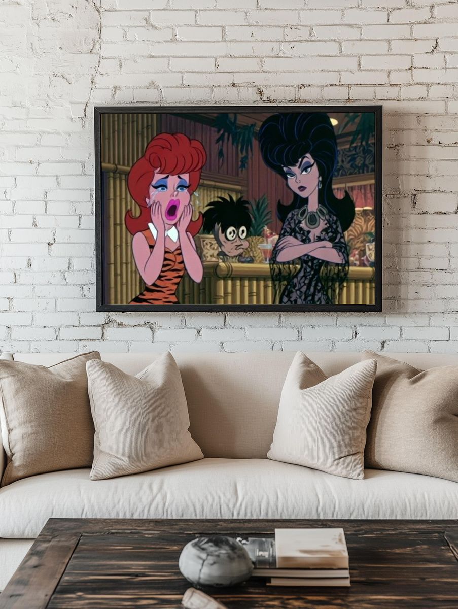 Elvira and Redhead Cartoon Poster. — room view 1