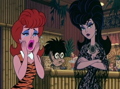 Elvira and Redhead Cartoon Poster.