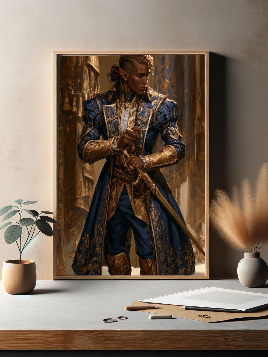 Elven Noble Portrait Print. — room view 2