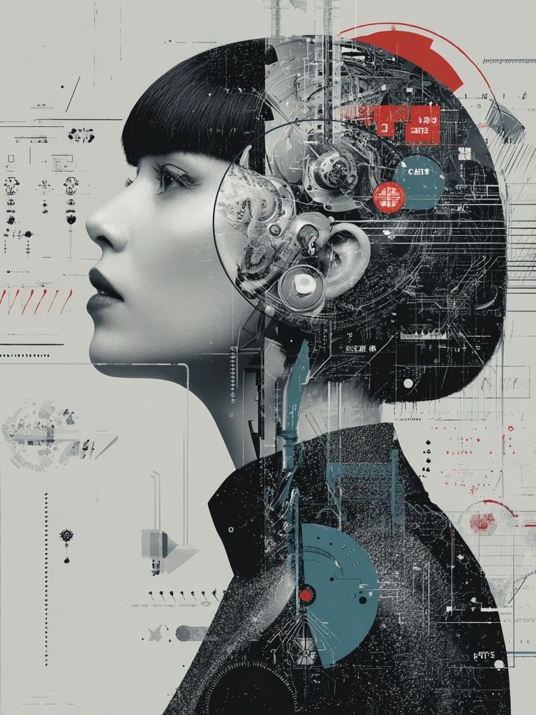 Cybernetic Profile Illustration Poster. poster detail