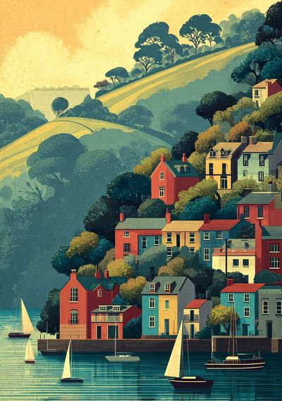 Harbor Village Hillside Print. poster print