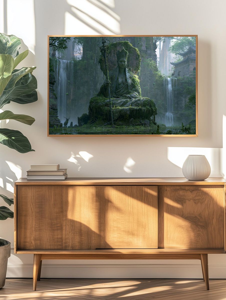 Mossy Temple Guardian Fantasy Print. — room view 3
