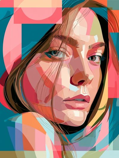 Geometric Woman Portrait Print. poster