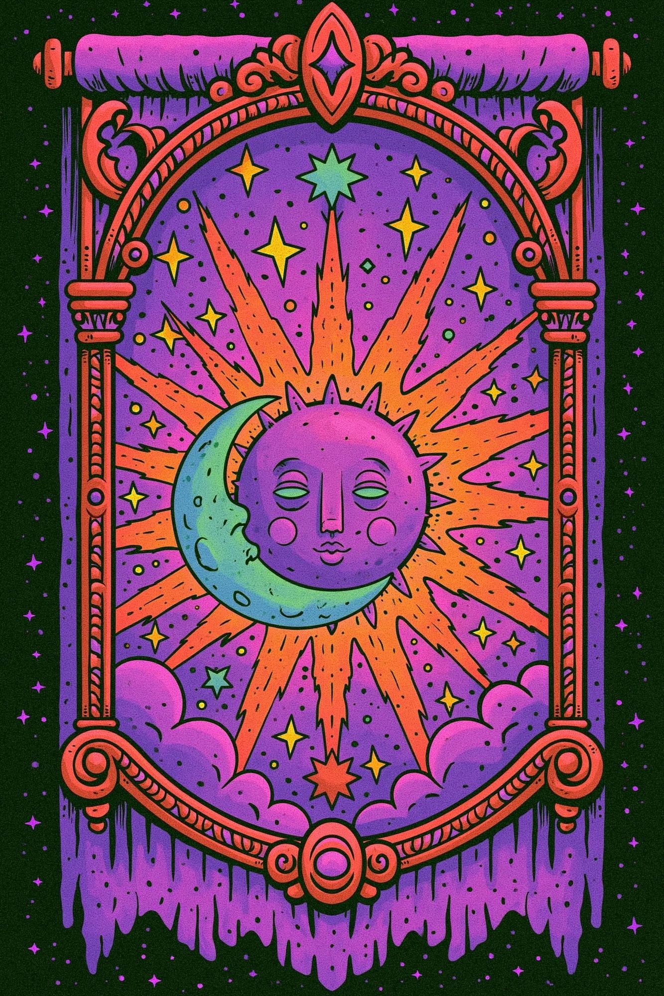 Celestial Moon Sun Poster. poster — illustration art