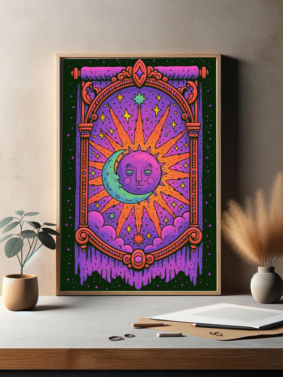 Celestial Moon Sun Poster. — room view 2