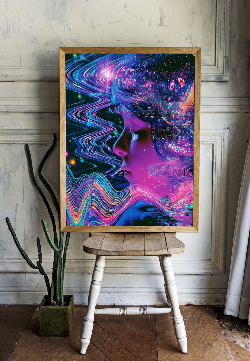 Neon Dream Portrait Poster. room preview