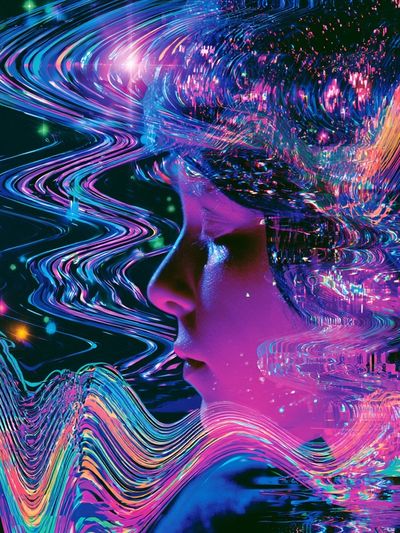 Neon Dream Portrait Poster. poster