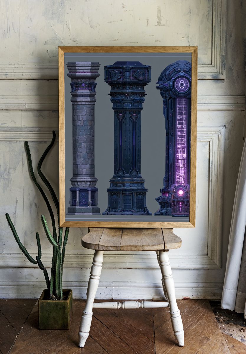 Arcane Sci-Fi Pillars Poster. — room view 1