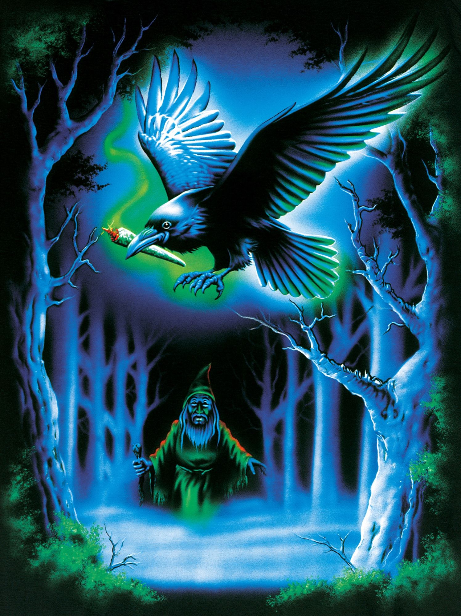 Mystic Raven Forest Illustration Poster. poster detail
