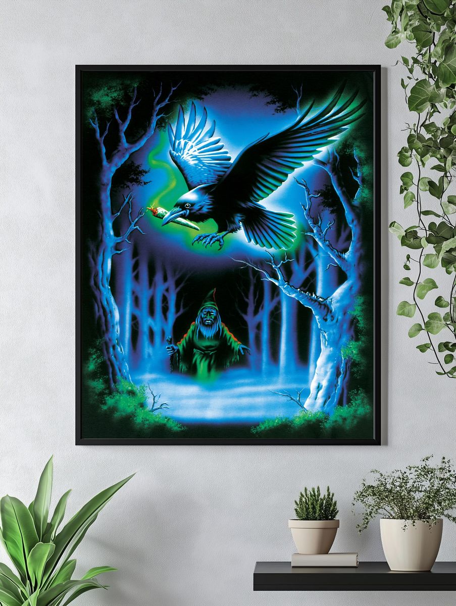 Mystic Raven Forest Illustration Poster. — room view 4