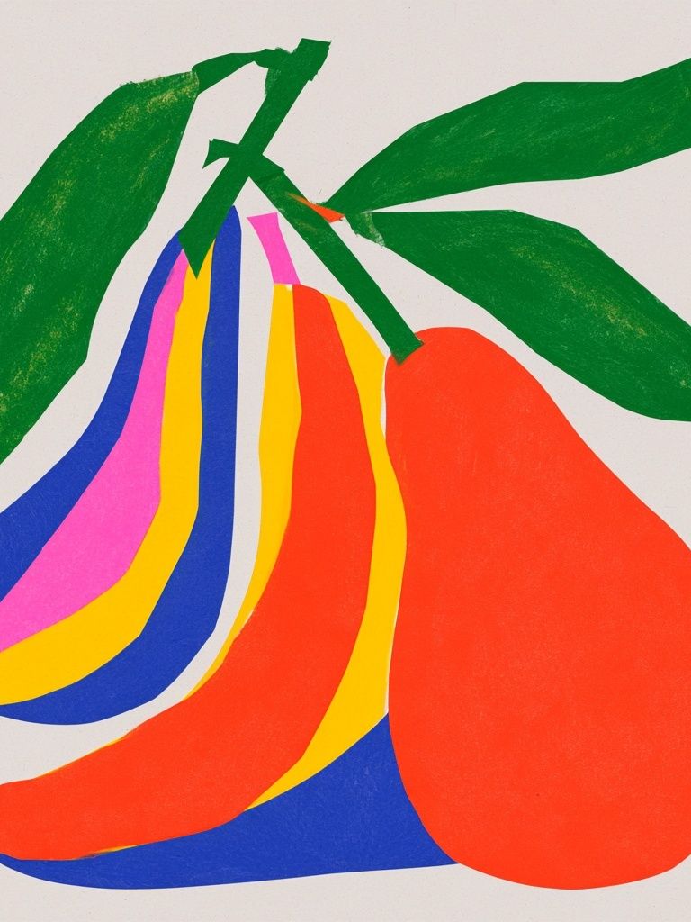Colorful Pear Illustration Poster. poster detail