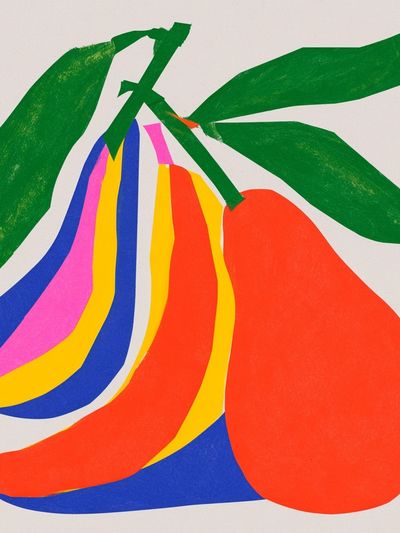 Colorful Pear Illustration Poster.