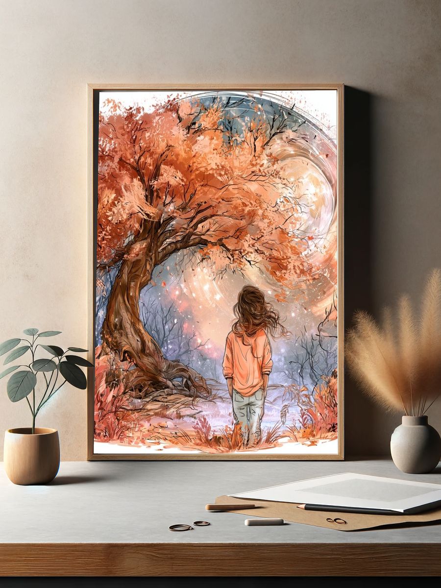 Autumn Dreamscape Illustration Poster. — room view 2