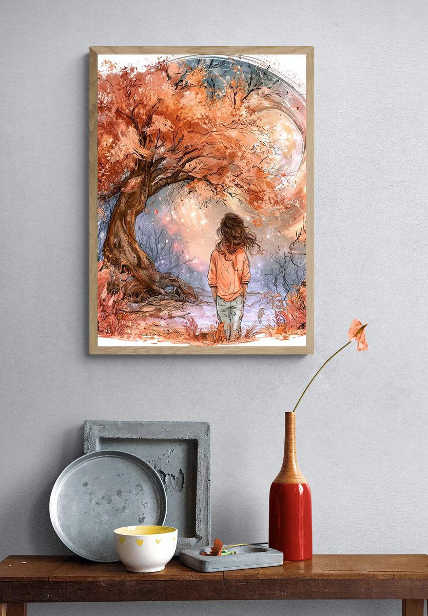 Autumn Dreamscape Illustration Poster. — room view 3