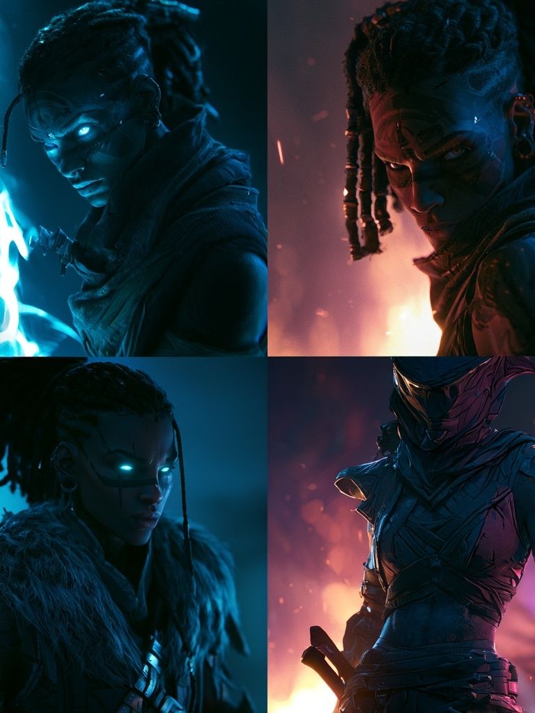 Cyber Warrior Portrait Poster. poster detail
