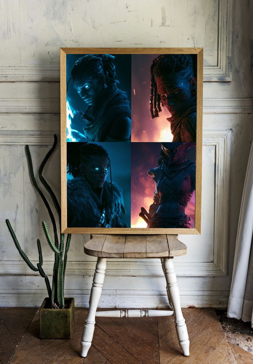 Cyber Warrior Portrait Poster. — room view 1