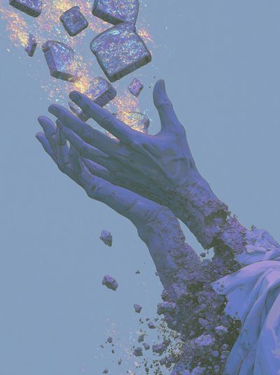 Floating Hands Surrealism Print.