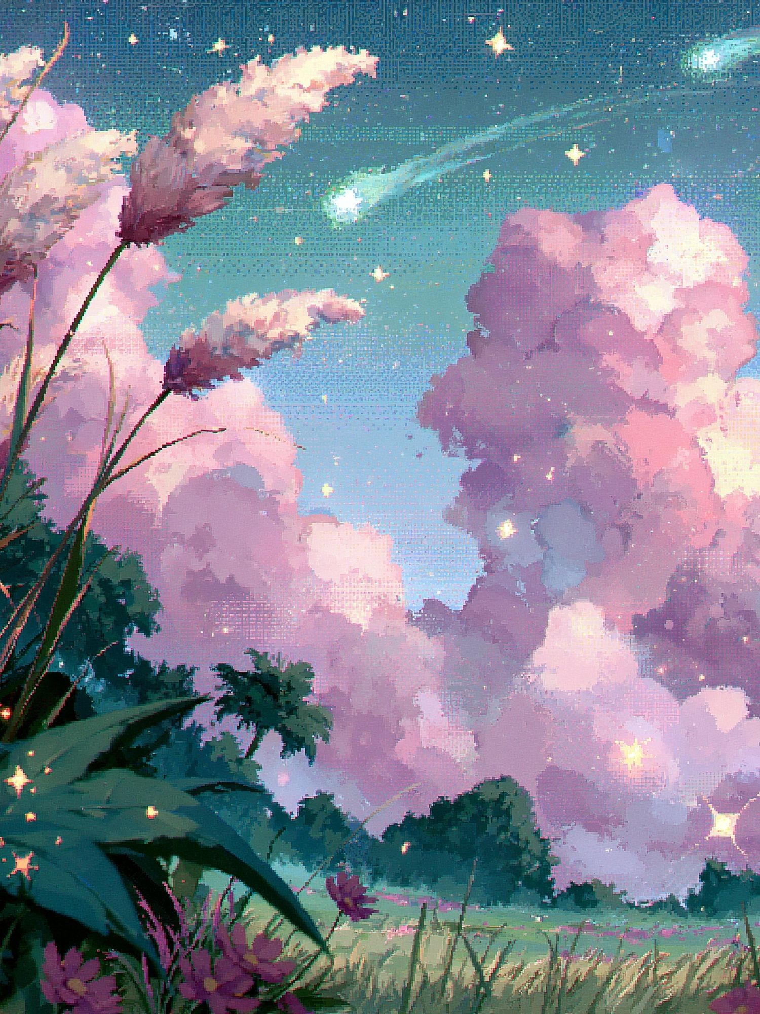 Dreamy Pink Sky Flowers Poster. poster detail