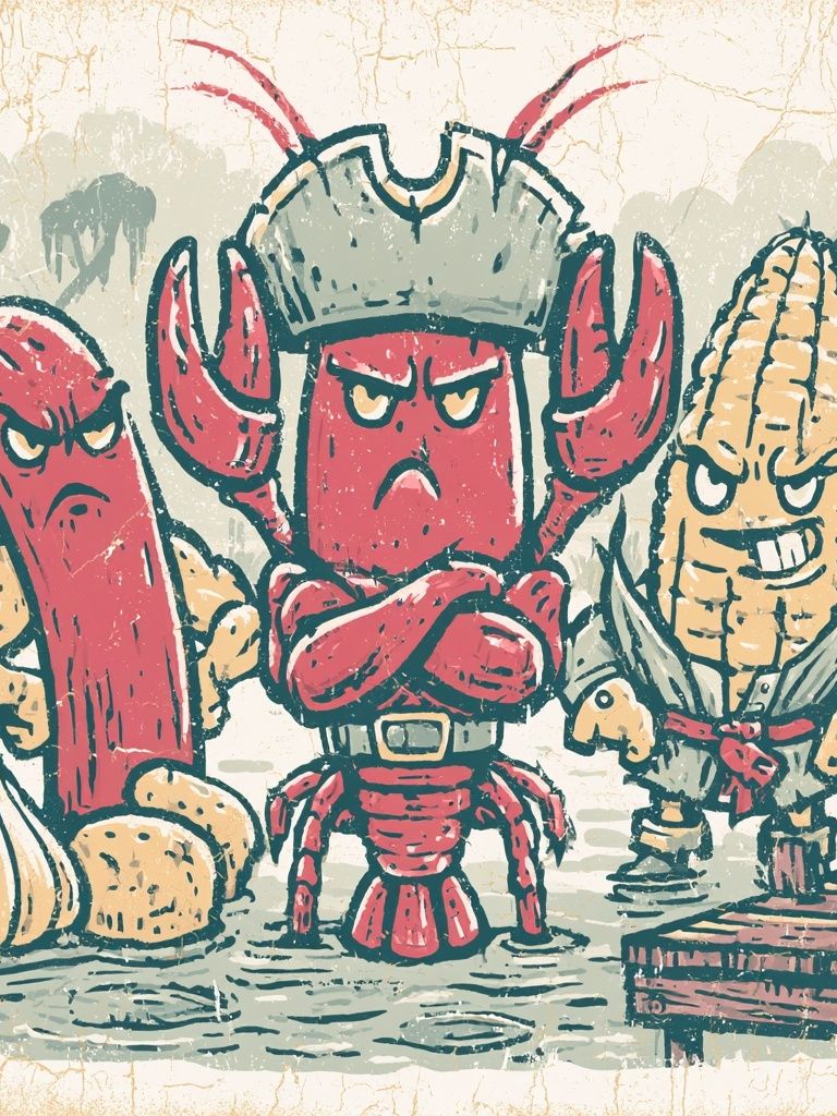 Angry Seafood Crew Illustration Poster. poster detail
