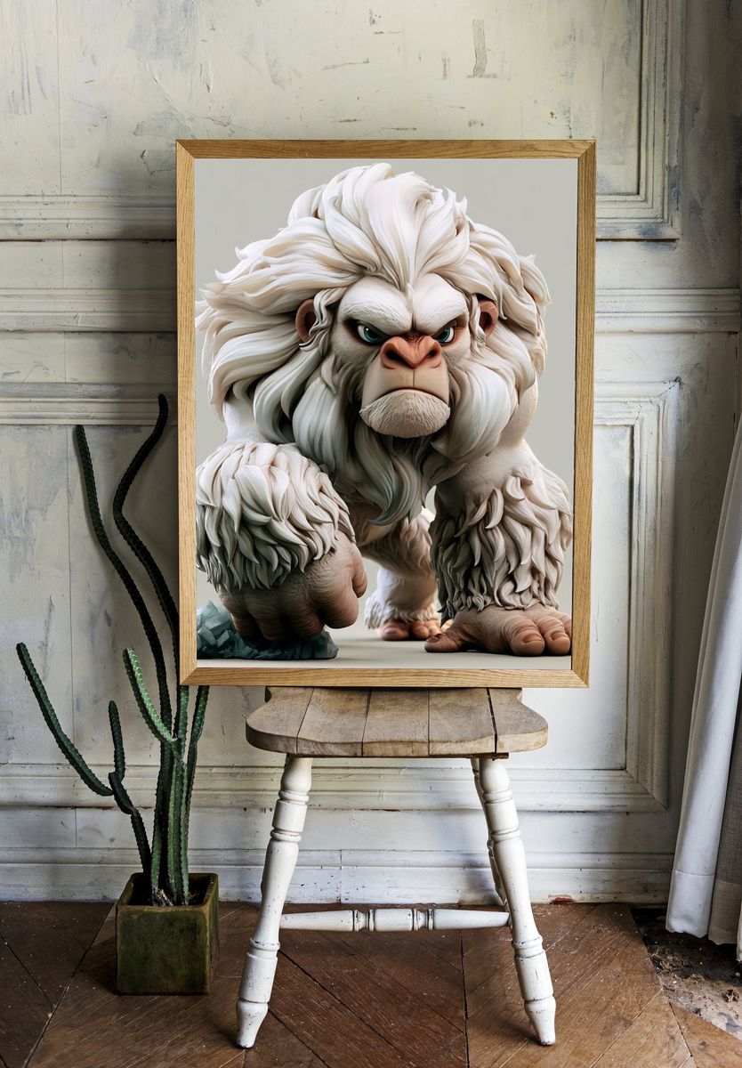 White Ape Character Illustration Poster. — room view 1