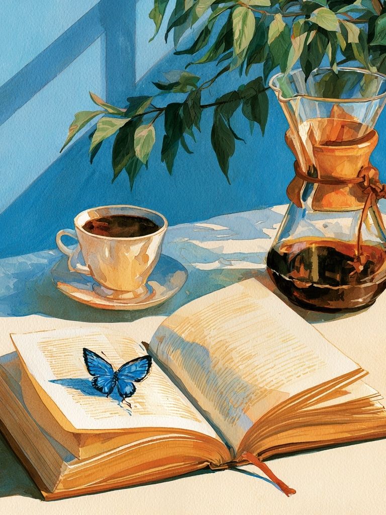 Blue Butterfly Still Life Poster. poster — illustration art