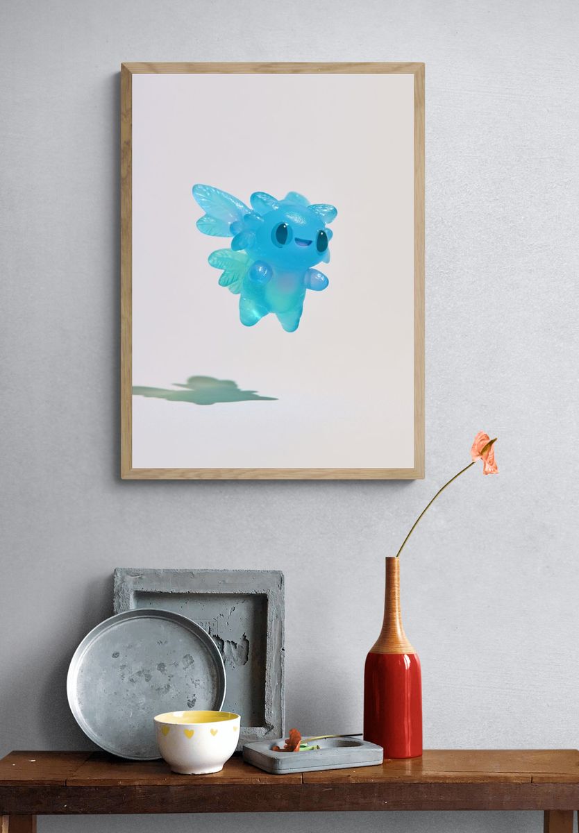 Blue Fairy Creature Illustration Print. — room view 3