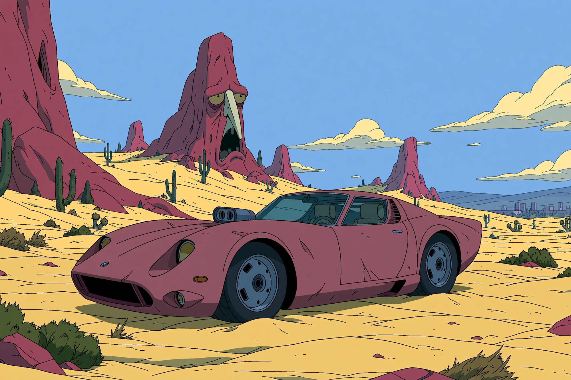 Desert Sports Car Illustration Poster. poster — illustration art