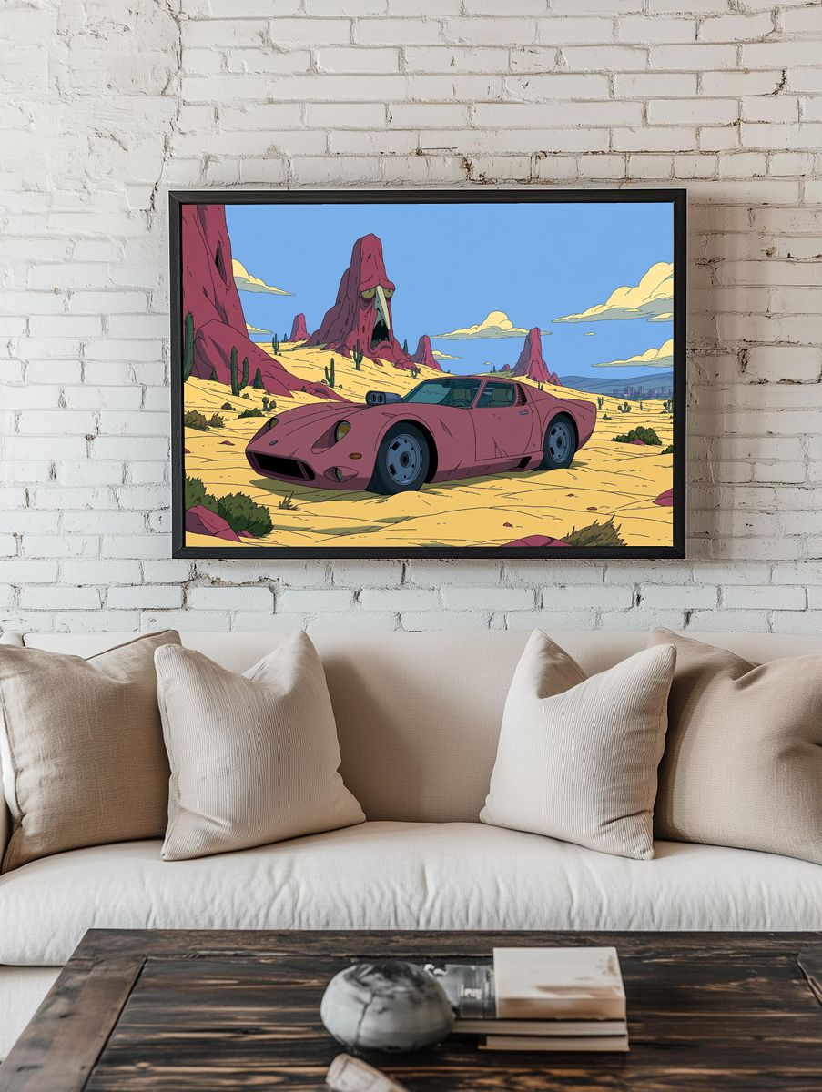 Desert Sports Car Illustration Poster. room preview