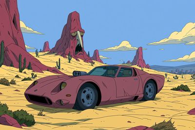Desert Sports Car Illustration Poster. poster