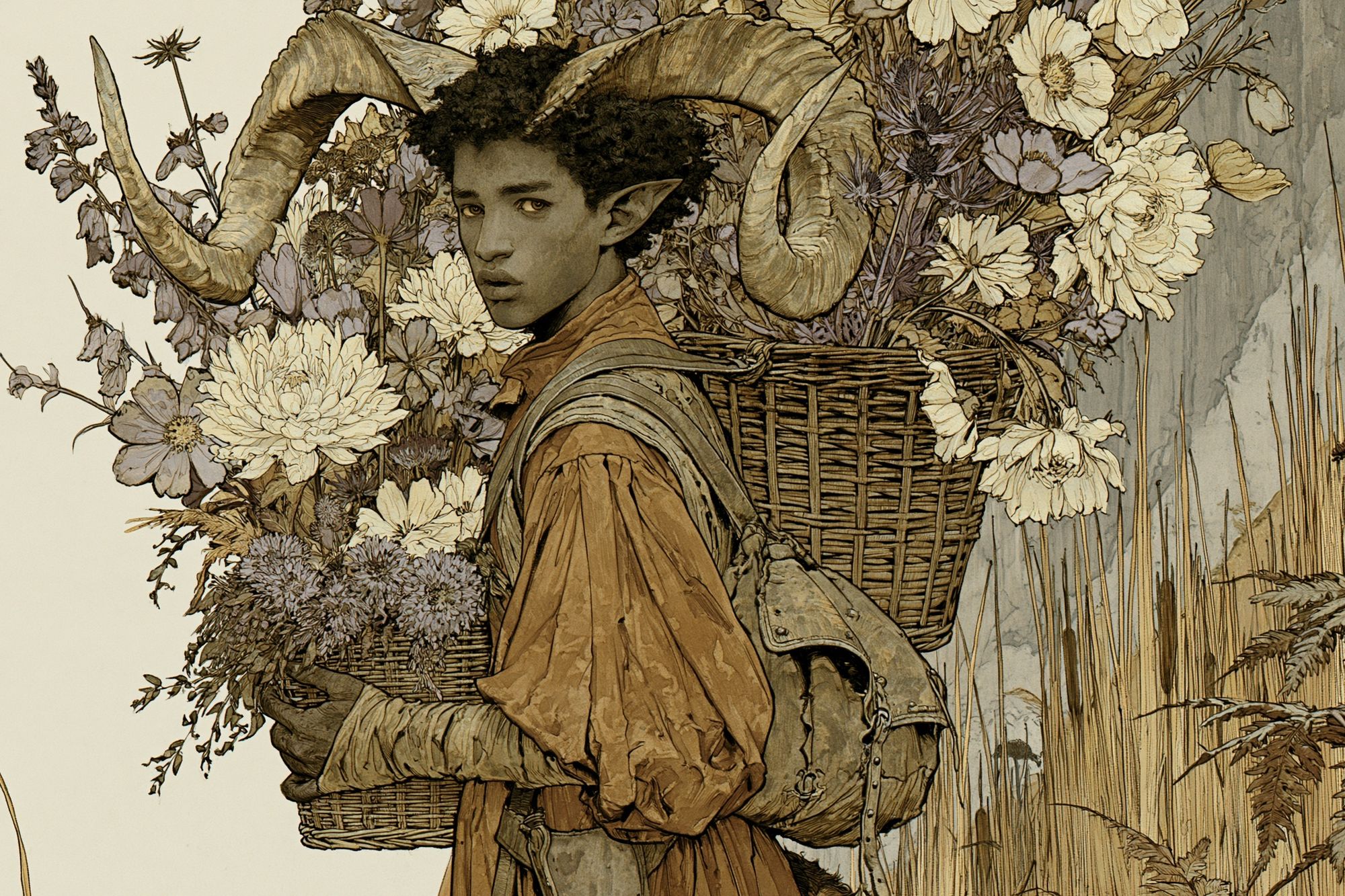 Horned Flower Carrier Illustration Poster. poster — illustration art
