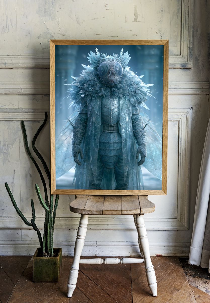 Ice Moth Fantasy Illustration Poster. room preview