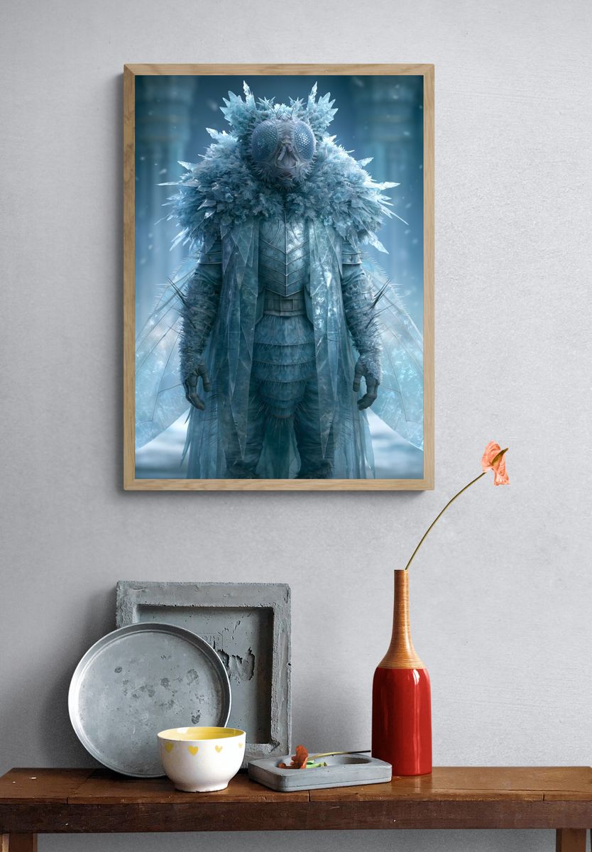Ice Moth Fantasy Illustration Poster. — room view 3
